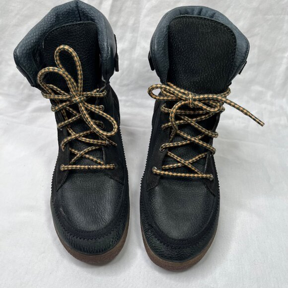 coolway Black Leather Plaid trim Lace Up Ankle Boots US 7 - Picture 7 of 14